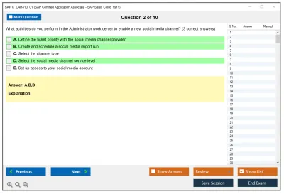 SAP C_C4H410_01 SAP Certified Application Associate - SAP Sales Cloud 1911 Practice test exam simulator test engine exam Prep practice test questions answers Image 2