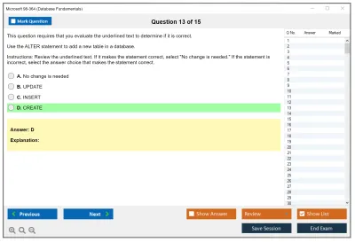 Microsoft 98-364 Database Fundamentals Practice test exam simulator test engine exam Prep practice test questions answers Image 13