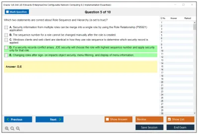 Oracle 1z0-344 JD Edwards EnterpriseOne Configurable Network Computing 9.2 Implementation Essentials Practice test exam simulator test engine exam Prep practice test questions answers Image 5