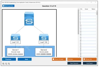 Cisco 300-620 Implementing Cisco Application Centric Infrastructure (300-620 DCACI) Practice test exam simulator test engine exam Prep practice test questions answers Image 13