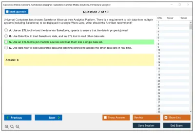 Salesforce Mobile-Solutions-Architecture-Designer Salesforce Certified Mobile Solutions Architecture Designer Practice test exam simulator test engine exam Prep practice test questions answers Image 7