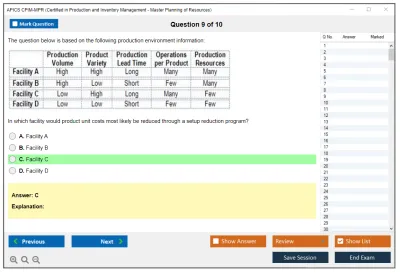 APICS CPIM-MPR Certified in Production and Inventory Management - Master Planning of Resources Practice test exam simulator test engine exam Prep practice test questions answers Image 9