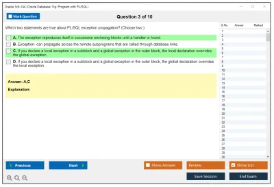 Oracle 1z0-144 Oracle Database 11g: Program with PL/SQL Practice test exam simulator test engine exam Prep practice test questions answers Image 3