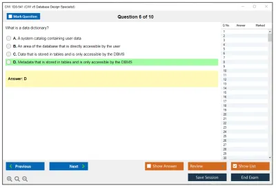 CIW 1D0-541 CIW v5 Database Design Specialist Practice test exam simulator test engine exam Prep practice test questions answers Image 6