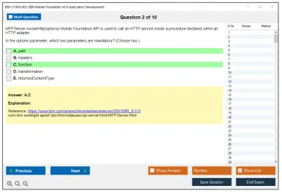 IBM C1000-003 IBM Mobile Foundation v8.0 Application Development Practice test exam simulator test engine exam Prep practice test questions answers Image 2