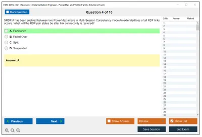 EMC DES-1121 Specialist - Implementation Engineer, PowerMax and VMAX Family Solutions Practice test exam simulator test engine exam Prep practice test questions answers Image 4