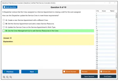 Salesforce Field-Service-Consultant Salesforce Certified Field Service Consultant Practice test exam simulator test engine exam Prep practice test questions answers Image 9