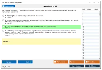 AHIP AHM-530 Network Management Practice test exam simulator test engine exam Prep practice test questions answers Image 8