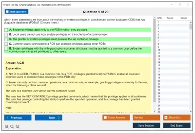 Oracle 1z0-062 Oracle Database 12c: Installation and Administration Practice test exam simulator test engine exam Prep practice test questions answers Image 5