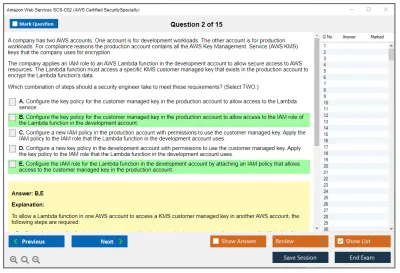 Amazon Web Services SCS-C02 AWS Certified Security - Specialty Practice test exam simulator test engine exam Prep practice test questions answers Image 2