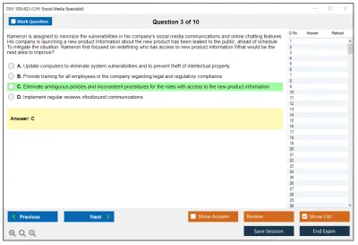 CIW 1D0-623 Social Media Strategist Practice test exam simulator test engine exam Prep practice test questions answers Image 3