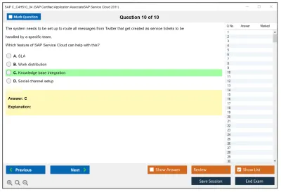 SAP C_C4H510_04 SAP Certified Application AssociateSAP Service Cloud 2011 Practice test exam simulator test engine exam Prep practice test questions answers Image 10