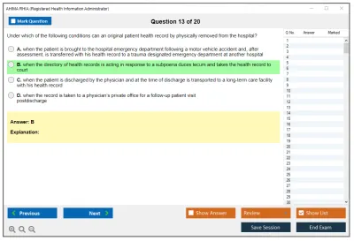 AHIMA RHIA Registered Health Information Administrator Practice test exam simulator test engine exam Prep practice test questions answers Image 13