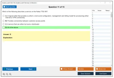 Alcatel-Lucent 4A0-104 Alcatel-Lucent Services Architecture Practice test exam simulator test engine exam Prep practice test questions answers Image 11