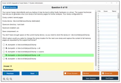 Oracle 1z0-820 Upgrade to Oracle Solaris 11 System Administrator Practice test exam simulator test engine exam Prep practice test questions answers Image 6