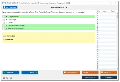 SAP C_THR85_2205 SAP Certified Application AssociateSAP SuccessFactors Succession Management 1H/2022 Practice test exam simulator test engine exam Prep practice test questions answers Image 5