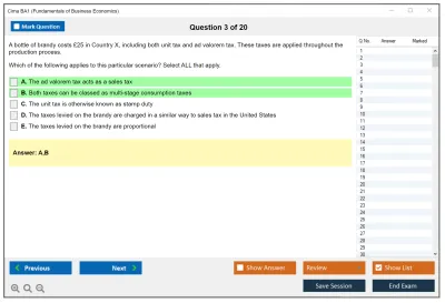 Cima BA1 Fundamentals of Business Economics Practice test exam simulator test engine exam Prep practice test questions answers Image 3