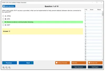CWNP CWS-100 Certified Wireless Specialist Practice test exam simulator test engine exam Prep practice test questions answers Image 1