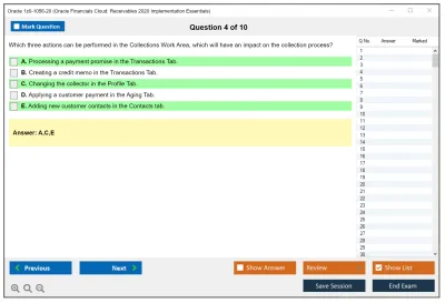 Oracle 1z0-1056-20 Oracle Financials Cloud: Receivables 2020 Implementation Essentials Practice test exam simulator test engine exam Prep practice test questions answers Image 4