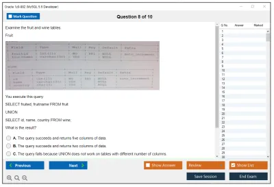 Oracle 1z0-882 MySQL 5.6 Developer Practice test exam simulator test engine exam Prep practice test questions answers Image 8