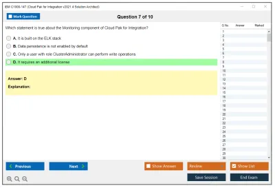 IBM C1000-147 Cloud Pak for Integration v2021.4 Solution Architect Practice test exam simulator test engine exam Prep practice test questions answers Image 7