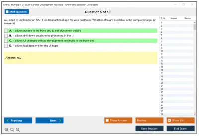 SAP C_FIORDEV_21 SAP Certified Development Associate - SAP Fiori Application Developer Practice test exam simulator test engine exam Prep practice test questions answers Image 5