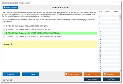 IBM C2090-600 IBM DB2 11.1 DBA for LUW Practice test exam simulator test engine exam Prep practice test questions answers Image 7