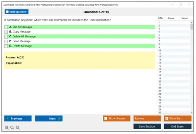 Automation Anywhere Advanced-RPA-Professional Automation Anywhere Certified Advanced RPA Professional (V11) Practice test exam simulator test engine exam Prep practice test questions answers Image 6