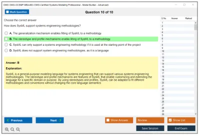 OMG OMG-OCSMP-MBA400 OMG-Certified Systems Modeling Professional - Model Builder – Advanced Practice test exam simulator test engine exam Prep practice test questions answers Image 10