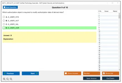 SAP C_SECAUTH_20 SAP Certified Technology Associate - SAP System Security and Authorizations Practice test exam simulator test engine exam Prep practice test questions answers Image 9