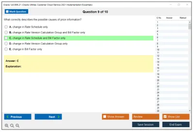 Oracle 1z0-996-21 Oracle Utilities Customer Cloud Service 2021 Implementation Essentials Practice test exam simulator test engine exam Prep practice test questions answers Image 9
