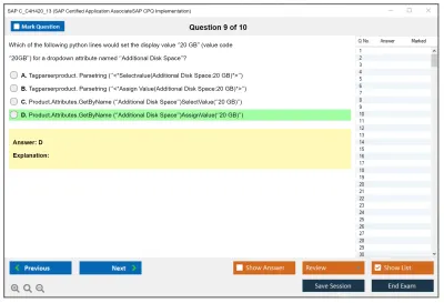 SAP C_C4H420_13 SAP Certified Associate - SAP CPQ Implementation Practice test exam simulator test engine exam Prep practice test questions answers Image 9