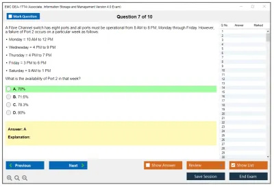EMC DEA-1TT4 Associate: Information Storage and Management Version 4.0 Exam Practice test exam simulator test engine exam Prep practice test questions answers Image 7