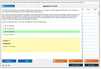 Test Prep CPA-Test Certified Public Accountant Test: Auditing and Attestation, Business Environment and Concepts, Financial Accounting and Reporting, Regulation Practice test exam simulator test engine exam Prep practice test questions answers Image 11