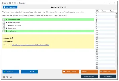 Oracle 1z0-882 MySQL 5.6 Developer Practice test exam simulator test engine exam Prep practice test questions answers Image 3