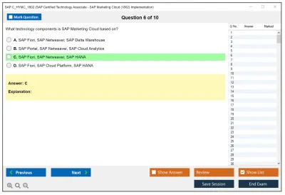 SAP C_HYMC_1802 SAP Certified Technology - SAP Marketing Cloud (1802) Implementation Practice test exam simulator test engine exam Prep practice test questions answers Image 6