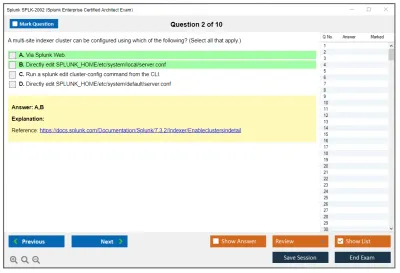 Splunk SPLK-2002 Splunk Enterprise Certified Architect Practice test exam simulator test engine exam Prep practice test questions answers Image 2