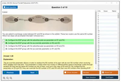 Juniper JN0-664 Service Provider Professional (JNCIP-SP) Practice test exam simulator test engine exam Prep practice test questions answers Image 3