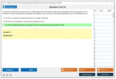 SAP C_THR86_2211 SAP Certified Application AssociateSAP SuccessFactors Compensation 1H/2022 Practice test exam simulator test engine exam Prep practice test questions answers Image 10