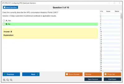HP HPE0-P27 Configuring HPE GreenLake Solutions Practice test exam simulator test engine exam Prep practice test questions answers Image 5