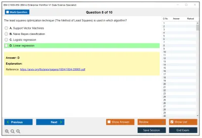 IBM C1000-059 IBM AI Enterprise Workflow V1 Data Science Specialist Practice test exam simulator test engine exam Prep practice test questions answers Image 8