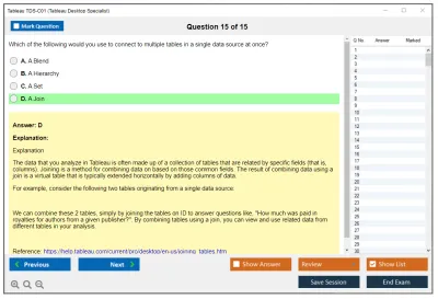 Tableau TDS-C01 Tableau Desktop Specialist Practice test exam simulator test engine exam Prep practice test questions answers Image 15