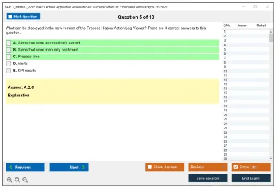 SAP C_HRHPC_2205 SAP Certified Application AssociateSAP SuccessFactors for Employee Central Payroll 1H/2022 Practice test exam simulator test engine exam Prep practice test questions answers Image 5