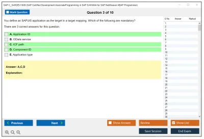 SAP C_S4HDEV1909 SAP Certified Associate - Developer - Programming in SAP S/4HANA for SAP NetWeaver ABAP Programmer Practice test exam simulator test engine exam Prep practice test questions answers Image 3