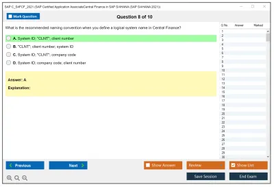 SAP C_S4FCF_2021 SAP Certified Application AssociateCentral Finance in SAP S/4HANA (SAP S/4HANA 2021) Practice test exam simulator test engine exam Prep practice test questions answers Image 8