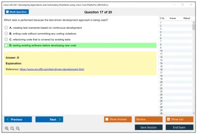 Cisco 200-901 DevNet Associate (DEVASC) Practice test exam simulator test engine exam Prep practice test questions answers Image 17