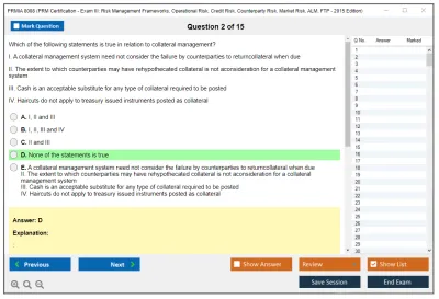 PRMIA 8008 PRM Certification - Exam III: Risk Management Frameworks, Operational Risk, Credit Risk, Counterparty Risk, Market Risk, ALM, FTP - 2015 Edition Practice test exam simulator test engine exam Prep practice test questions answers Image 2