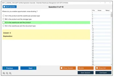 SAP C_S4EWM_1909 SAP Certified Application Associate - Extended Warehouse Management with SAP S/4HANA Practice test exam simulator test engine exam Prep practice test questions answers Image 9
