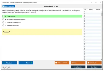 Cisco 500-651 Security Architecture for Systems Engineer (SASE) Practice test exam simulator test engine exam Prep practice test questions answers Image 6
