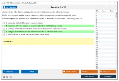 Veritas VCS-276 Administration of Veritas NetBackup 8.0 Practice test exam simulator test engine exam Prep practice test questions answers Image 5